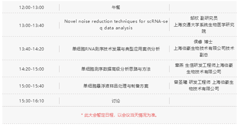  單細(xì)胞測序技術(shù)與應(yīng)用專題研討會時間表 1