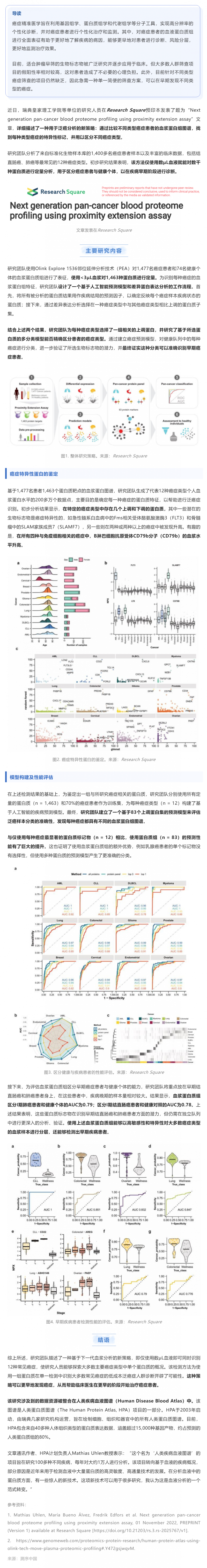 基于 Olink 技術(shù) | 僅數(shù) μL 血液或可同時識別 12 種常見癌癥的泛癌血液蛋白質(zhì)組分析初步結(jié)果發(fā)布